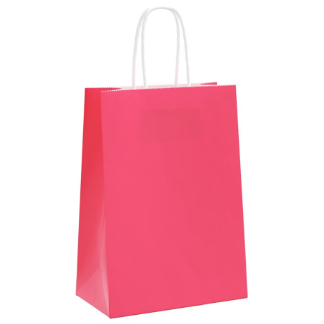 vidaXL Papieren kraftzakken 250 st met hengsels 15x8x21 cm roze afbeelding3 - 1