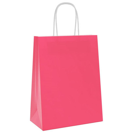 vidaXL Papieren kraftzakken 250 st met hengsels 21x11x28 cm roze afbeelding3 - 1