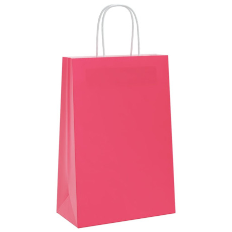 vidaXL Papieren kraftzakken 250 st met hengsels 21x11x31 cm roze afbeelding3 - 1