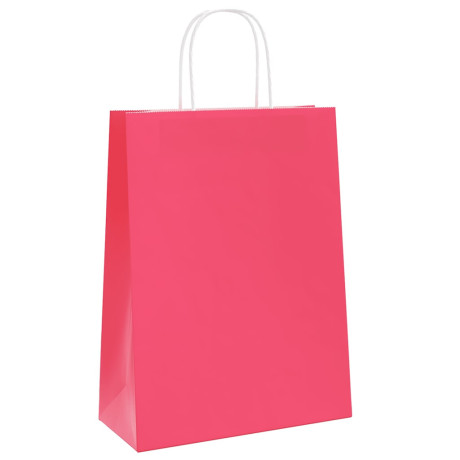 vidaXL Papieren kraftzakken 250 st met hengsels 26x12x35 cm roze afbeelding3 - 1