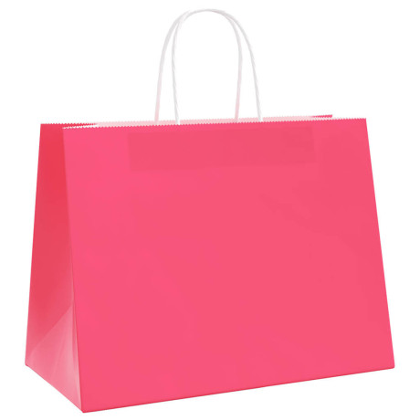 vidaXL Papieren kraftzakken 250 st met hengsels 32x17x25 cm roze afbeelding3 - 1