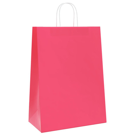 vidaXL Papieren kraftzakken 250 st met hengsels 32x17x44 cm roze afbeelding3 - 1