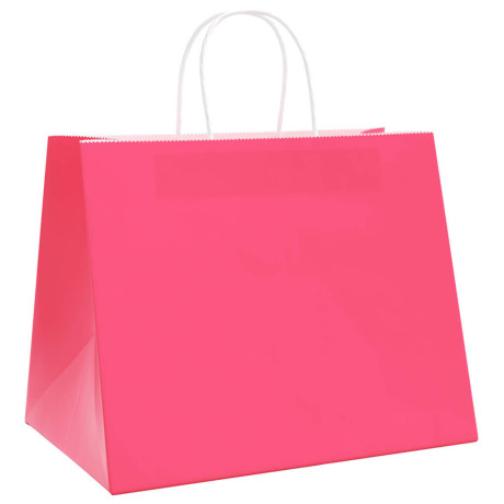 vidaXL Papieren kraftzakken 250 st met hengsels 32x22x24 cm roze afbeelding3 - 1