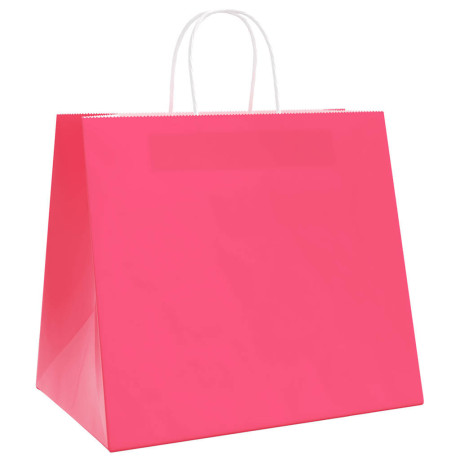 vidaXL Papieren kraftzakken 250 st met hengsels 32x22x28 cm roze afbeelding3 - 1