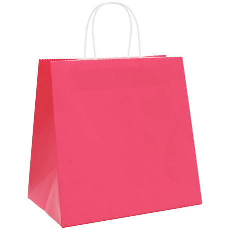 vidaXL Papieren kraftzakken 250 st met hengsels 54x15x49 cm roze afbeelding3 - 1