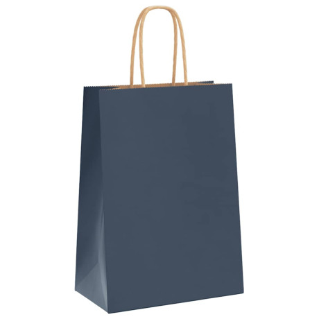 vidaXL Papieren kraftzakken 50 st met hengsels 15x8x21 cm blauw afbeelding3 - 1