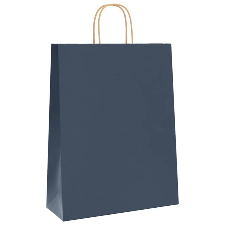 vidaXL Papieren kraftzakken 250 st met hengsels 32x12x42 cm blauw afbeelding3 - 1