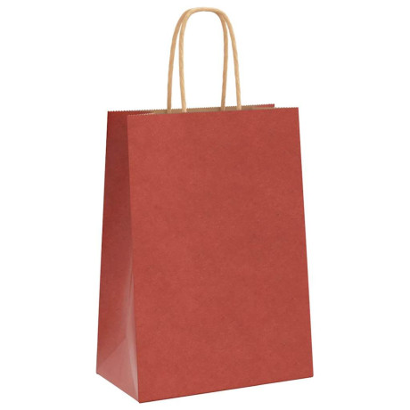 vidaXL Papieren kraftzakken 250 st met hengsels 15x8x21 cm rood afbeelding3 - 1