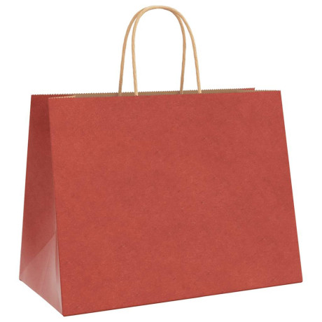 vidaXL Papieren kraftzakken 250 st met hengsels 32x17x25 cm rood afbeelding3 - 1