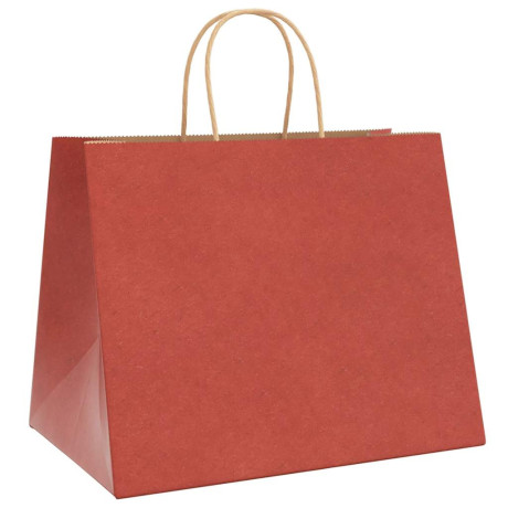 vidaXL Papieren kraftzakken 250 st met hengsels 32x22x24 cm rood afbeelding3 - 1