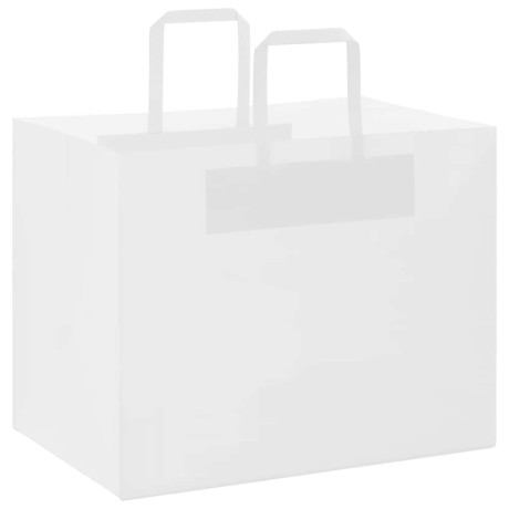 vidaXL Papieren kraftzakken 250 st met hengsels 32x22x24 cm wit afbeelding3 - 1
