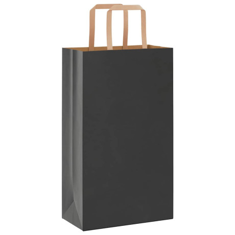 vidaXL Papieren kraftzakken 250 st met hengsels 21x11x36 cm zwart afbeelding3 - 1