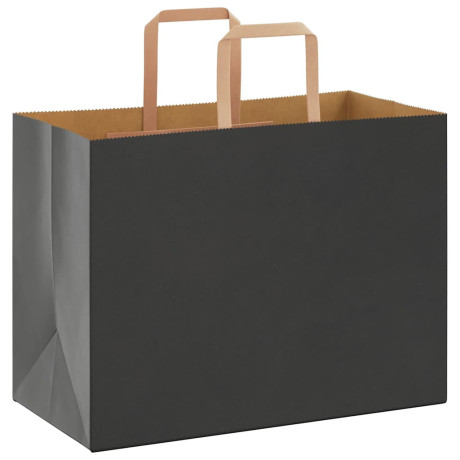 vidaXL Papieren kraftzakken 250 st met hengsels 32x17x25 cm zwart afbeelding3 - 1