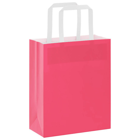 vidaXL Papieren kraftzakken 50 st met hengsels 18x8x22 cm roze afbeelding3 - 1