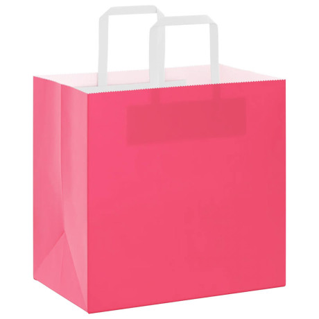 vidaXL Papieren kraftzakken 50 st met hengsels 26x17x25 cm roze afbeelding3 - 1