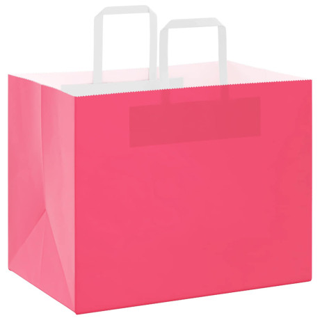 vidaXL Papieren kraftzakken 50 st met hengsels 32x22x24 cm roze afbeelding3 - 1