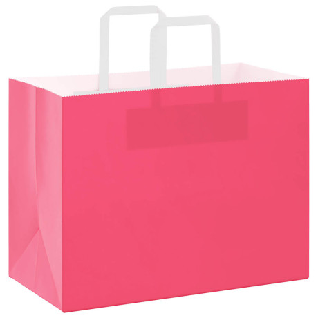 vidaXL Papieren kraftzakken 250 st met hengsels 32x17x25 cm roze afbeelding3 - 1