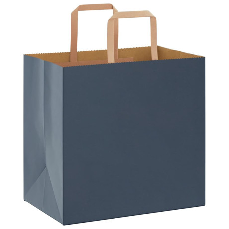 vidaXL Papieren kraftzakken 250 st met hengsels 26x17x25 cm blauw afbeelding3 - 1