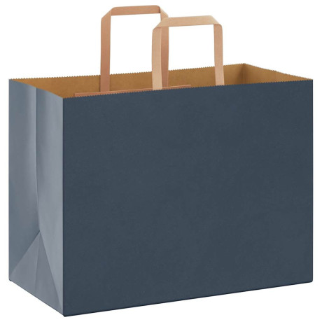 vidaXL Papieren kraftzakken 250 st met hengsels 32x17x25 cm blauw afbeelding3 - 1