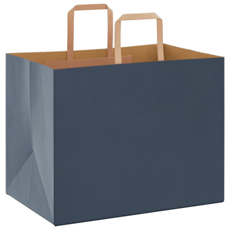 vidaXL Papieren kraftzakken 250 st met hengsels 32x22x24 cm blauw afbeelding3 - 1