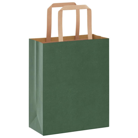 vidaXL Papieren kraftzakken 50 st met hengsels 18x8x22 cm groen afbeelding3 - 1