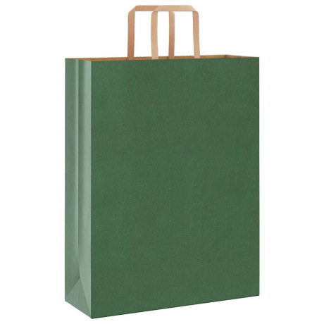 vidaXL Papieren kraftzakken 50 st met hengsels 32x12x42 cm groen afbeelding3 - 1