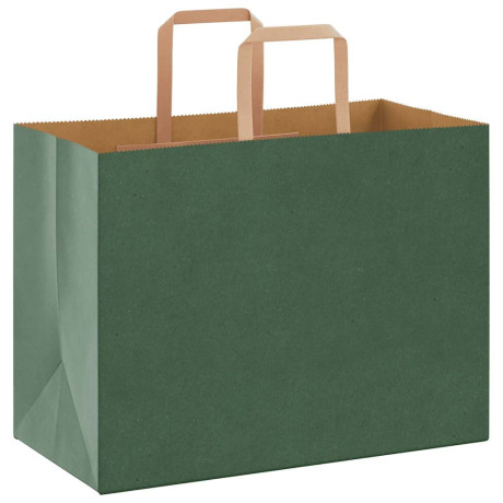 vidaXL Papieren kraftzakken 50 st met hengsels 32x17x25 cm groen afbeelding3 - 1