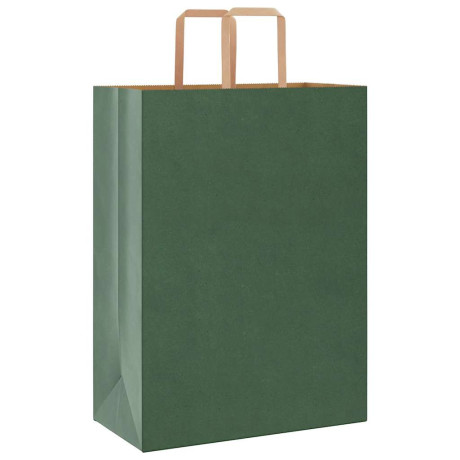 vidaXL Papieren kraftzakken 50 st met hengsels 32x17x44 cm groen afbeelding3 - 1