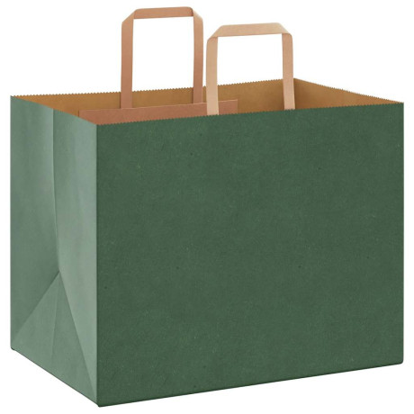 vidaXL Papieren kraftzakken 50 st met hengsels 32x22x24 cm groen afbeelding3 - 1