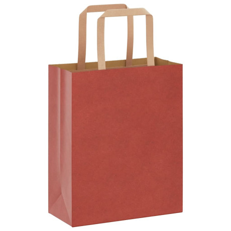 vidaXL Papieren kraftzakken 250 st met hengsels 18x8x22 cm rood afbeelding3 - 1