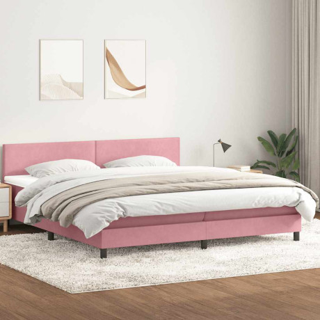 vidaXL Boxspring met matras fluweel roze 180x210 cm afbeelding3 - 1