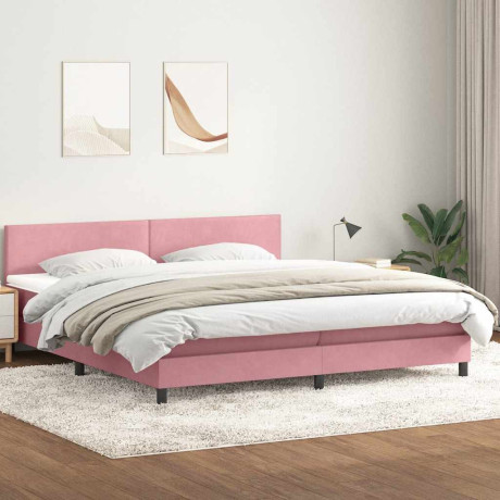 vidaXL Boxspring met matras fluweel roze 200x210 cm afbeelding3 - 1