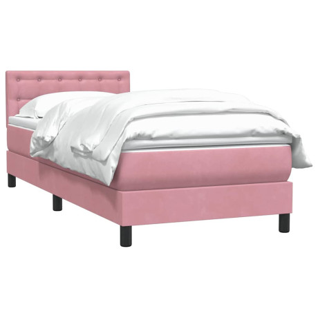 vidaXL Boxspring met matras fluweel roze 100x210 cm afbeelding3 - 1