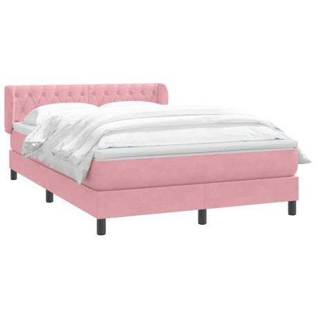 vidaXL Boxspring met matras fluweel roze 160x220 cm afbeelding3 - 1