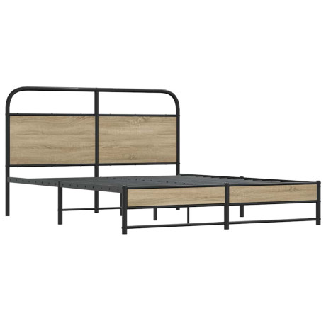 vidaXL Bedframe zonder matras metaal gerookt eikenkleurig 160x200 cm afbeelding3 - 1