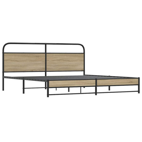 vidaXL Bedframe zonder matras metaal gerookt eikenkleurig 180x200 cm afbeelding3 - 1