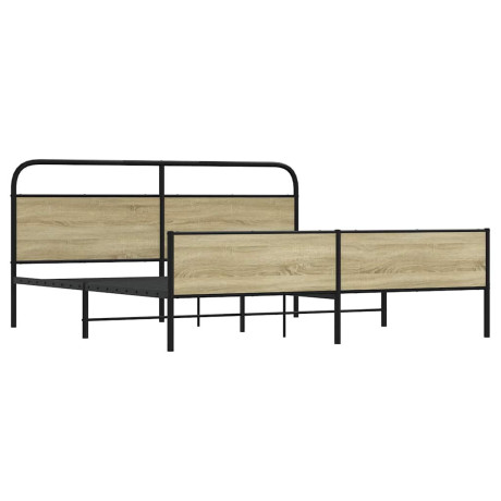 vidaXL Bedframe zonder matras metaal sonoma eikenkleurig 180x200 cm afbeelding3 - 1