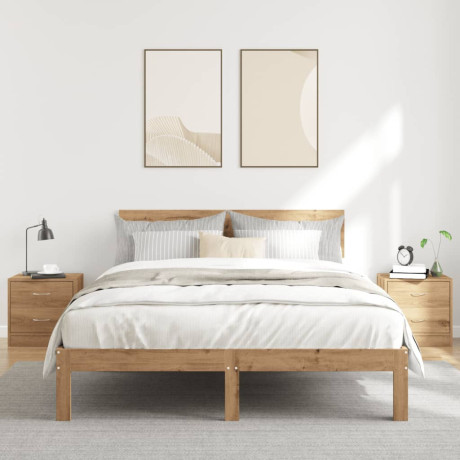 vidaXL Nachtkastjes 2 st 40x30x40 cm bewerkt hout artisanaal eiken afbeelding3 - 1