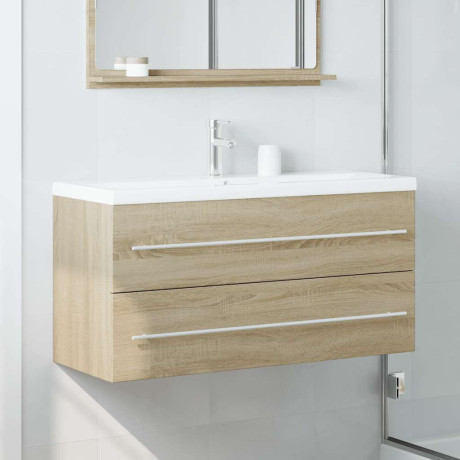 vidaXL Wastafelkast 100x38,5x48 cm spaanplaat sonoma eikenkleurig afbeelding3 - 1