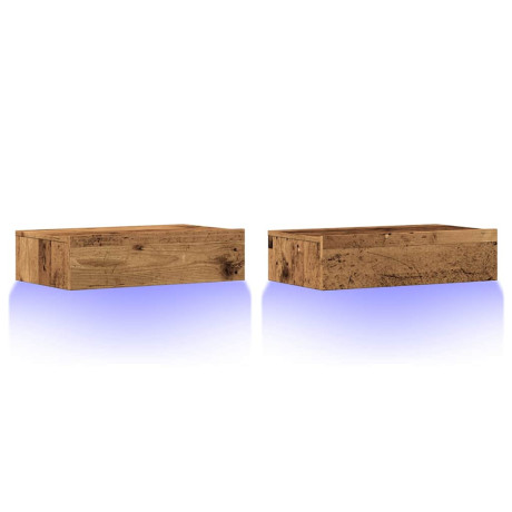 vidaXL Tv-meubels met LED-verlichting 2 st 60x35x15,5 cm oud hout afbeelding3 - 1