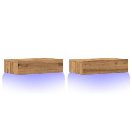vidaXL Tv-meubels 2 st met LED's 60x35x15,5 cm artisanaal eikenkleur afbeelding3 - 1