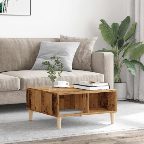 vidaXL Salontafel 60x60x30 cm bewerkt hout oud houtkleurig afbeelding3 - 1