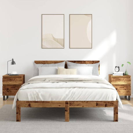 vidaXL Nachtkastjes 2 st 40x35x50 cm bewerkt hout oud houtkleurig afbeelding3 - 1