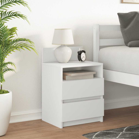 vidaXL Nachtkastje met 2 lades 40x33x60 cm wit afbeelding3 - 1