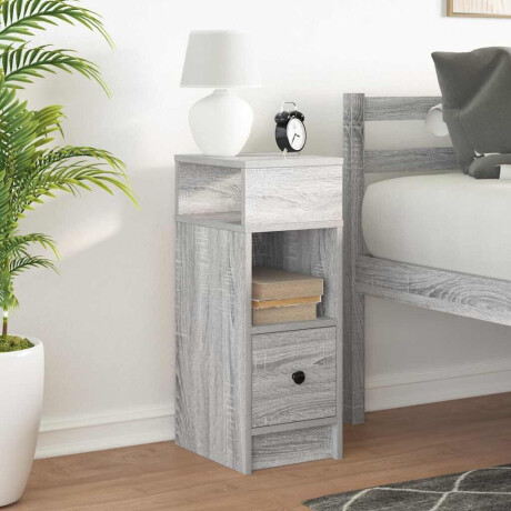 vidaXL Nachtkastje met lade 25x31x66 cm grijs sonoma eikenkleurig afbeelding3 - 1