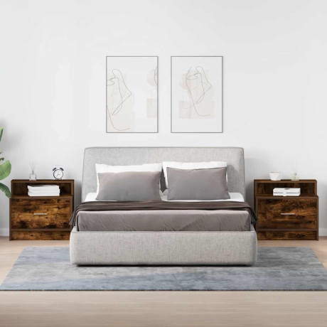 vidaXL Nachtkastjes 2 st met lade 51x31x47 cm gerookt eikenkleurig afbeelding3 - 1