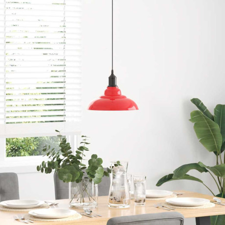 vidaXL Hanglamp in hoogte verstelbaar E27 Ø31 cm metaal glanzend rood afbeelding3 - 1