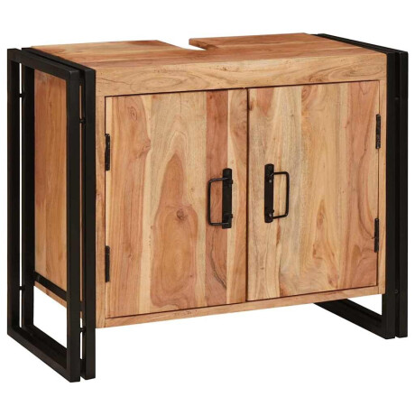 vidaXL Wastafelkast met plank Bruin 71 x 33 x 58 cm Massief Acaciahout afbeelding3 - 1