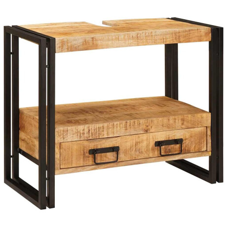 vidaXL Wastafel Kast met lade Bruin 71 x 33 x 58 cm Massief Mango Hout afbeelding3 - 1