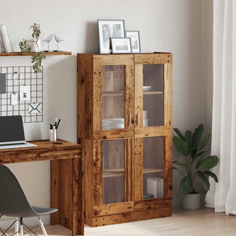 vidaXL Hoge kast 82,5x30,5x150 cm bewerkt hout oud houtkleurig afbeelding3 - 1
